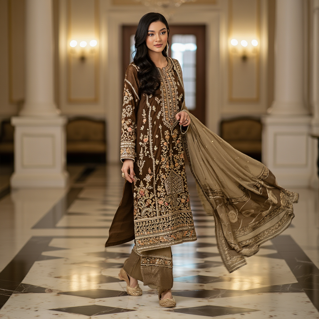 Luxury Unstitched Palachi Suit | Premium Velvet Winter Collection