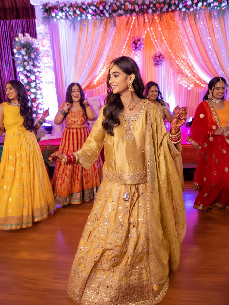 Premium Organza Lehenga with Kattan Kurti & Embroidered Kasab Dupatta