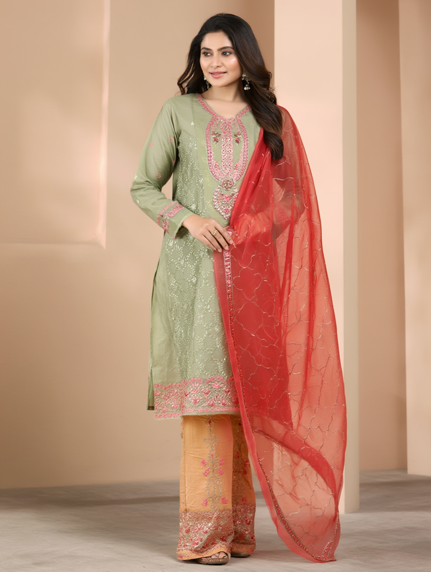 Floral Designer Unstitched Lawn Suit – Ladies Fashion Pakistan