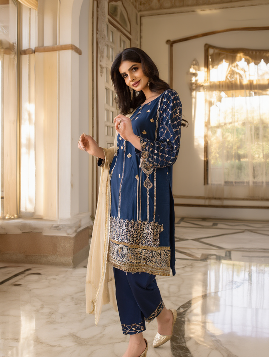 Designer Unstitched Fancy Lawn Suit 3PC – Ladies Summer Collection Pakistan
