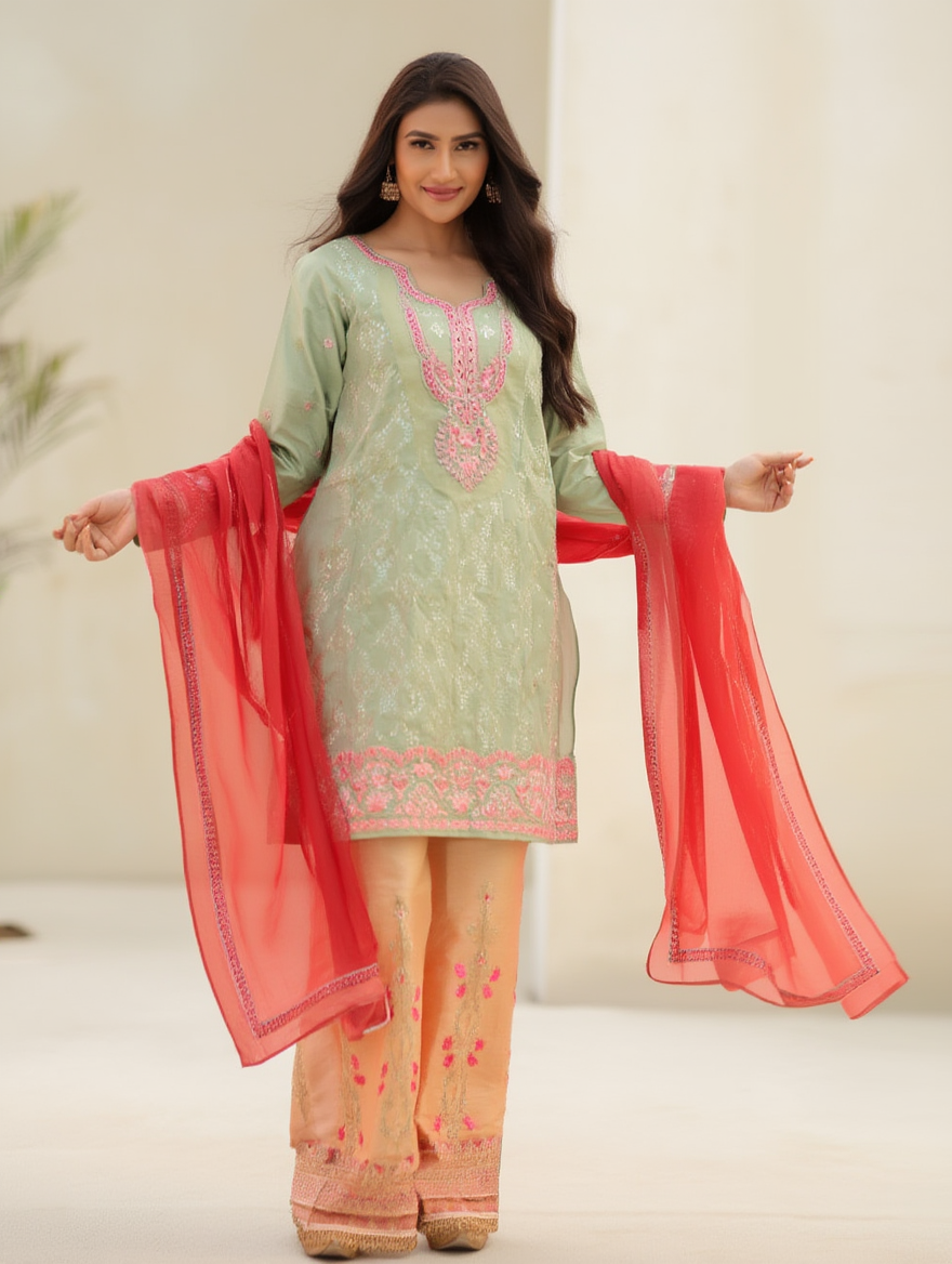 Floral Designer Unstitched Lawn Suit – Ladies Fashion Pakistan