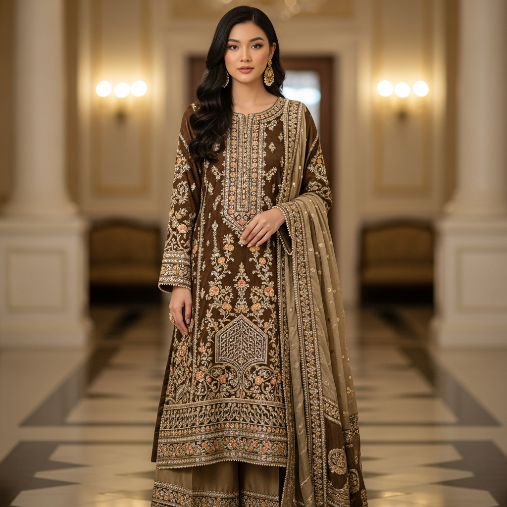 Luxury Unstitched Palachi Suit | Premium Velvet Winter Collection