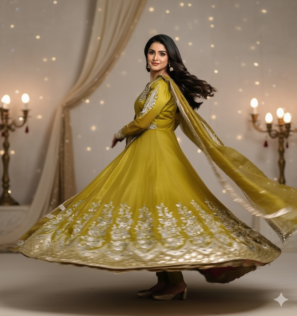 Embroidered Organza Maxi Stone Work Dress With Matching Dupatta – Luxury Party Wear -