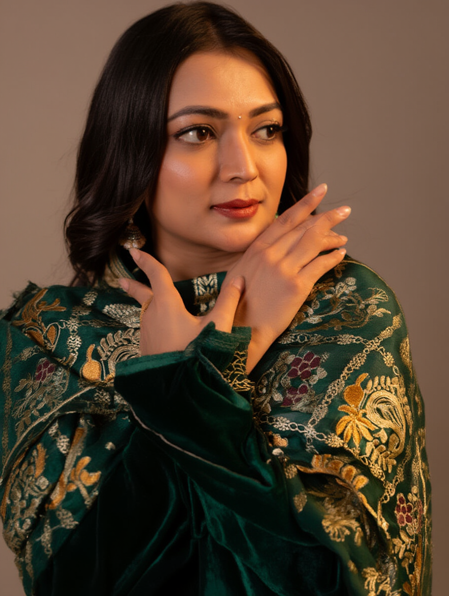 Pure Organza Embroidered Shawl for Women – Formal & Party Wear