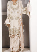 Embroidered Off-White Pakistani 3-Piece Suit with Ruffle Sleeves Ethnic Winter collection