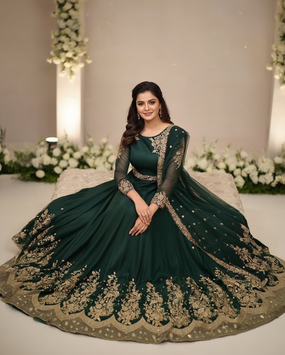 Luxury Embroidered Organza Maxi Hand Made Work for Women with Same Dupatta