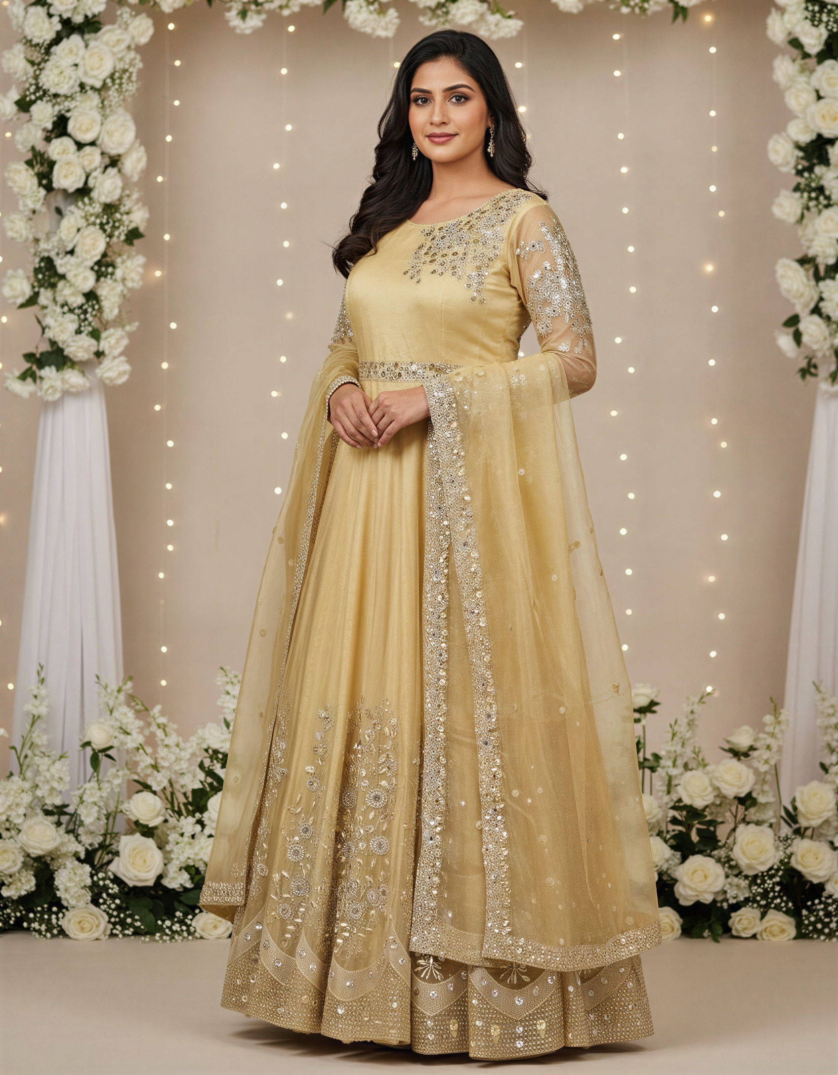 Organza Maxi Dress with Heavy Embroidery Hand Made Work & Flare – Formal Wear Pakistan