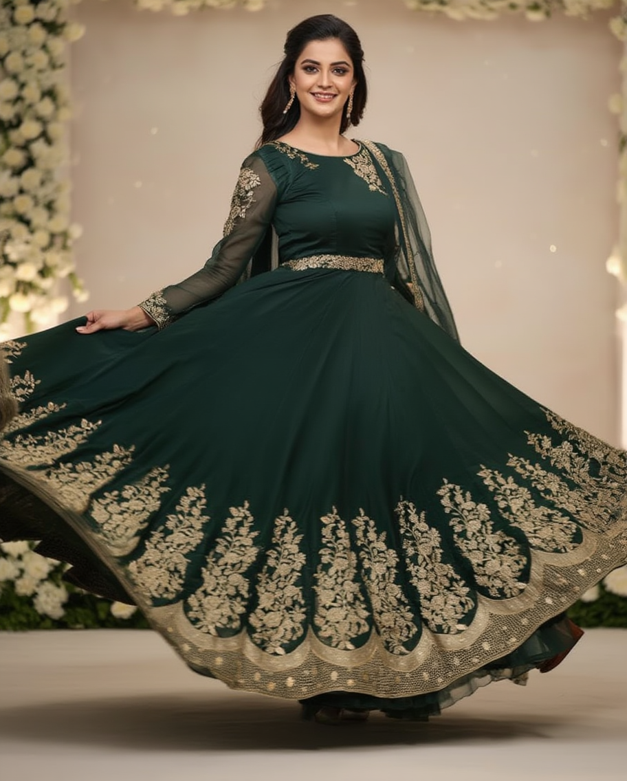 Luxury Embroidered Organza Maxi Hand Made Work for Women with Same Dupatta