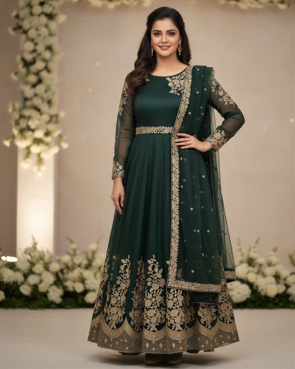 Luxury Embroidered Organza Maxi Hand Made Work for Women with Same Dupatta