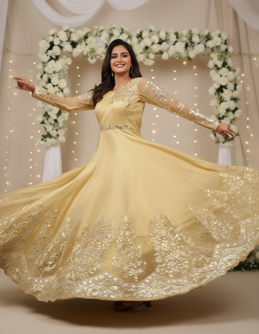 Organza Maxi Dress with Heavy Embroidery Hand Made Work & Flare – Formal Wear Pakistan